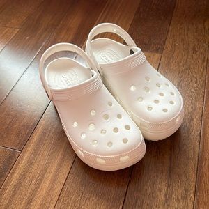 White Platform Crocs